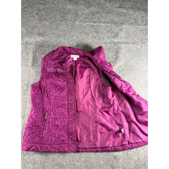 Christopher & Banks Womens Quilted Vest Magenta  Size Large Zip Front Pockets‎ - Picture 9 of 14